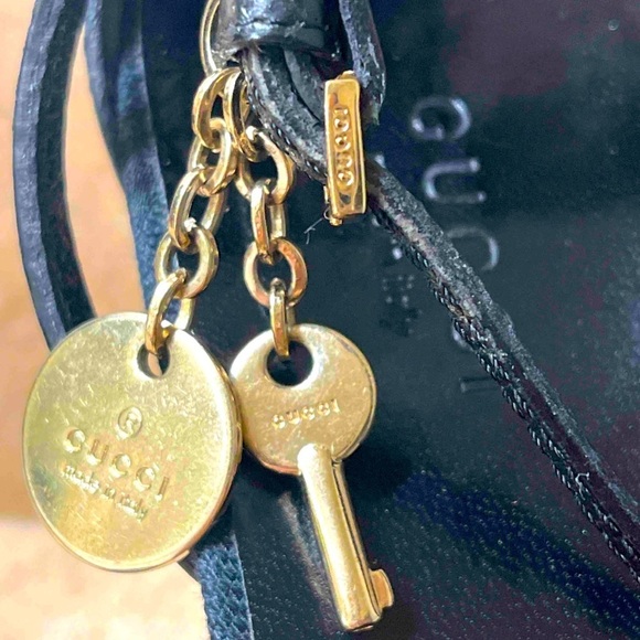 GUCCI GG & Black Leather And Web
Ankle Strap Sandals Size 10B - Picture 11 of 15